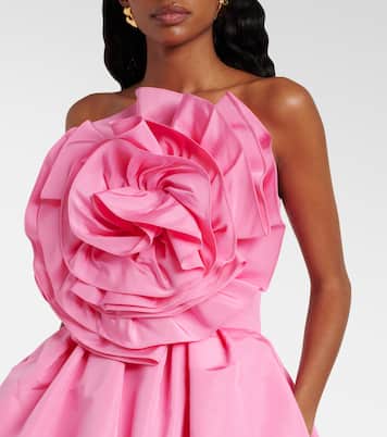 Floral-appliqué silk faille cocktail dress | Carolina Herrera