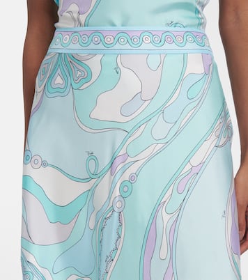 Gonna lunga Orchidee in twill di seta asimmetrica | Pucci