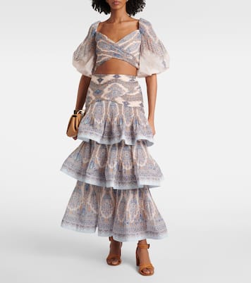 Top raccourci à motif cachemire | Zimmermann