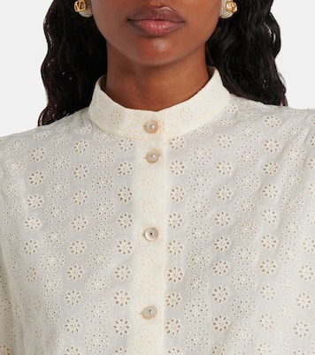 Vestido camisero de algodón con bordado inglés | Valentino