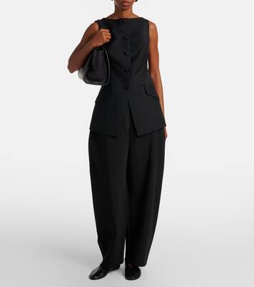 Pantalon barrel à taille haute en crêpe | Róhe