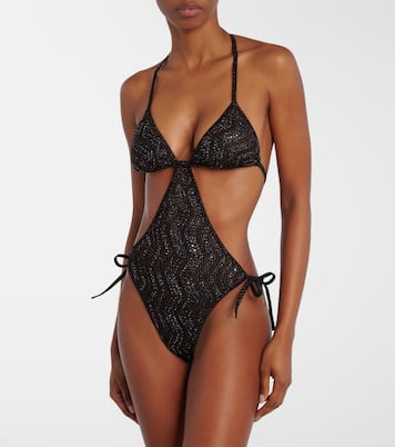 Wave halterneck lamé swimsuit | Missoni
