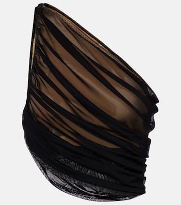Asymmetric draped sheer mesh top | Norma Kamali