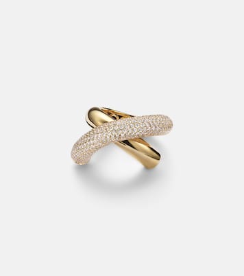 Cross Loop Big 18kt gold ring with diamonds | Engelbert