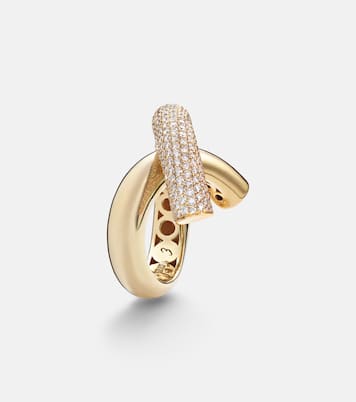 Cross Loop Big 18kt gold ring with diamonds | Engelbert