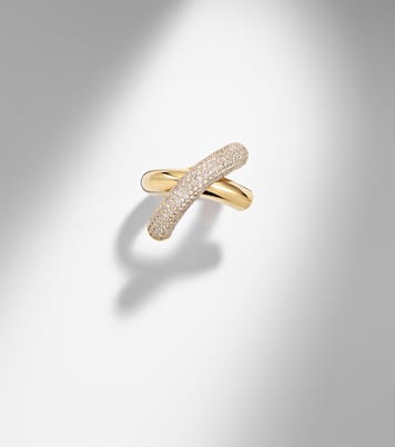Cross Loop Big 18kt gold ring with diamonds | Engelbert