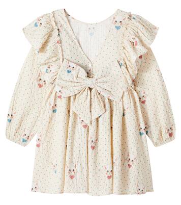 Elin蝴蝶结细节棉质泡泡纱连衣裙 | Konges Sløjd