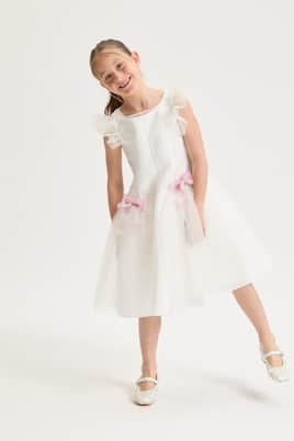 Bow-detail tulle dress | Monnalisa