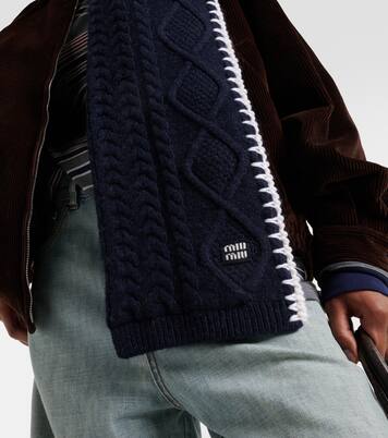 Cable-knit wool and cashmere scarf | Miu Miu