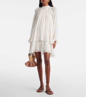 Dina荷叶边雪纺迷你连衣裙 | Poupette St Barth