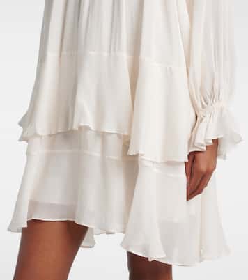 Dina荷叶边雪纺迷你连衣裙 | Poupette St Barth