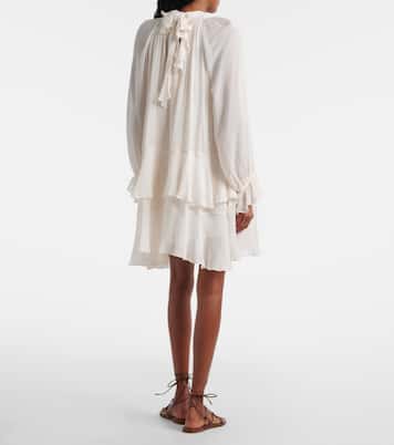 Dina荷叶边雪纺迷你连衣裙 | Poupette St Barth