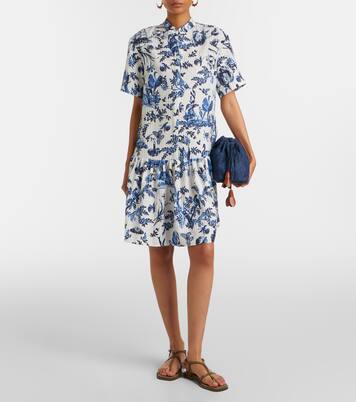 Vestido corto de popelín floral | Erdem