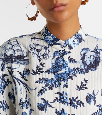 Vestido corto de popelín floral | Erdem