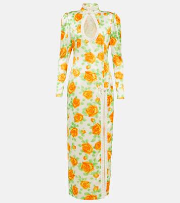 Robe longue en soie à fleurs | Alessandra Rich