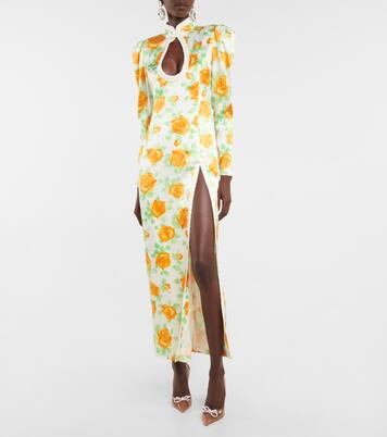Robe longue en soie à fleurs | Alessandra Rich