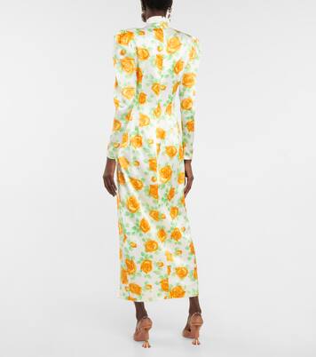 Robe longue en soie à fleurs | Alessandra Rich