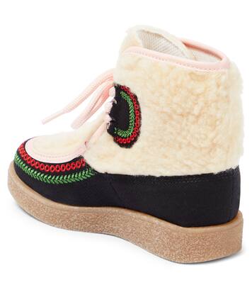 Embroidered teddy-trimmed ankle boots | Stella McCartney Kids