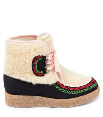 Embroidered teddy-trimmed ankle boots | Stella McCartney Kids