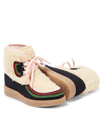 Embroidered teddy-trimmed ankle boots | Stella McCartney Kids