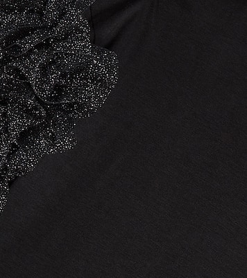 Tulle-trimmed cotton jersey T-shirt | Monnalisa