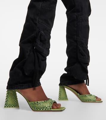 Mini Devon embellished satin mules | The Attico