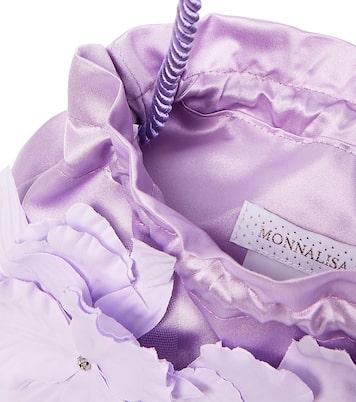 Floral-appliqué satin clutch | Monnalisa