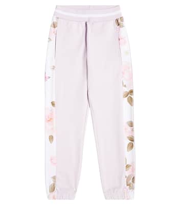 Floral cotton-blend jersey sweatpants | Monnalisa