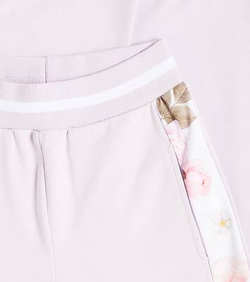 Floral cotton-blend jersey sweatpants | Monnalisa