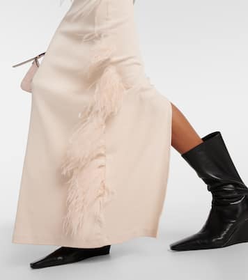 Essica feather-trimmed cotton-blend maxi dress | Acne Studios