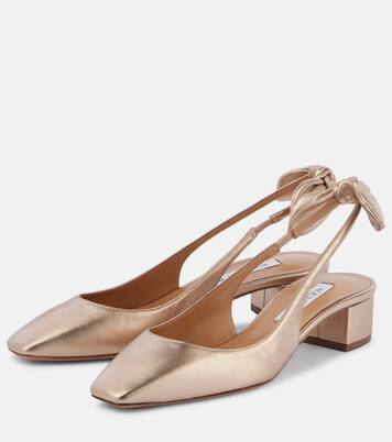 Escarpins Very Bow 35 en cuir métallisé | Aquazzura