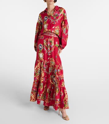 Jupe longue imprimée en soie | Camilla