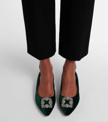Ballerinas Hangisi aus Samt mit Kristallen | Manolo Blahnik