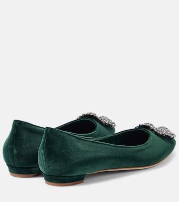 Ballerinas Hangisi aus Samt mit Kristallen | Manolo Blahnik