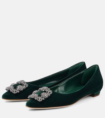 Ballerinas Hangisi aus Samt mit Kristallen | Manolo Blahnik