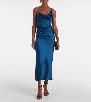Robe longue asymétrique en satin de soie | The Sei