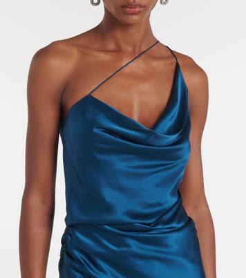 Robe longue asymétrique en satin de soie | The Sei