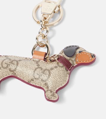 GG Canvas leather-trimmed keychain | Gucci