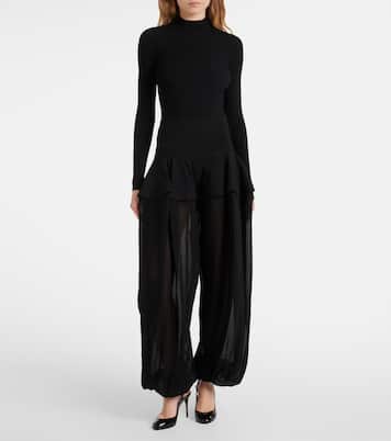 Pantaloni a gamba larga in georgette | Alaïa