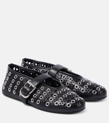 Vienne embellished leather ballet flats | Alaïa