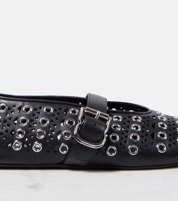 Vienne embellished leather ballet flats | Alaïa