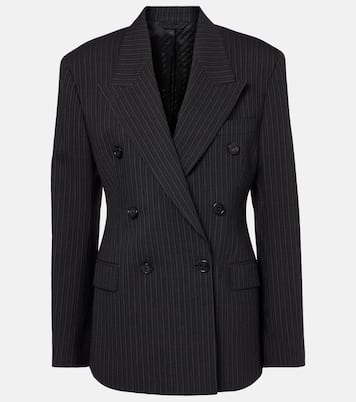 Blazer cruzado de mezcla de lana a rayas | Acne Studios