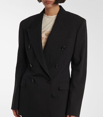 Blazer cruzado de mezcla de lana a rayas | Acne Studios