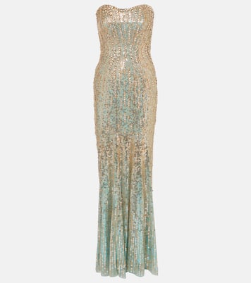 Sarai sequined strapless gown | Jenny Packham