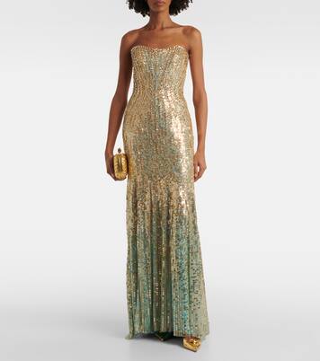 Sarai sequined strapless gown | Jenny Packham