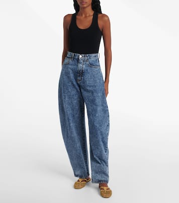 Infradito leather and fishnet mules | Alaïa