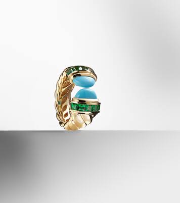 Sculpted Cable 18kt gold ring with turquoise | David Yurman