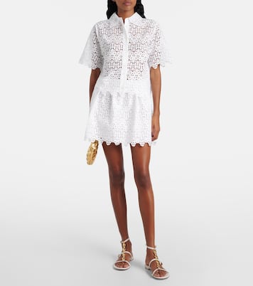 The Deco embroidered cotton miniskirt | Frame