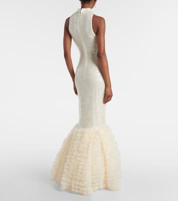 Ruffled sequined halterneck gown | Rotate