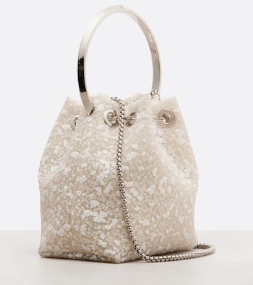 Bon Bon Small embellished lace bucket bag | Jimmy Choo
